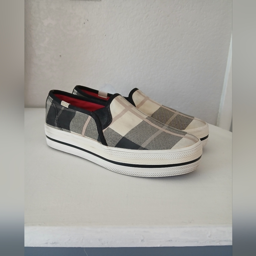 Kate Spade x Keds Woodland Plaid Slip On Platform Sneakers Shoes Size 5.5